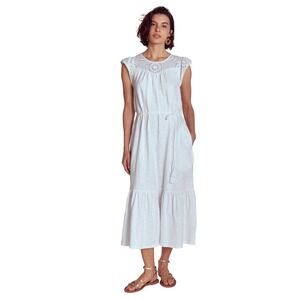 Boden Juliet Broderie Midi Dress White Cotton Eyelet Lace Sundress US 10R NEW